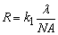 Rayleigh Resolution Equation